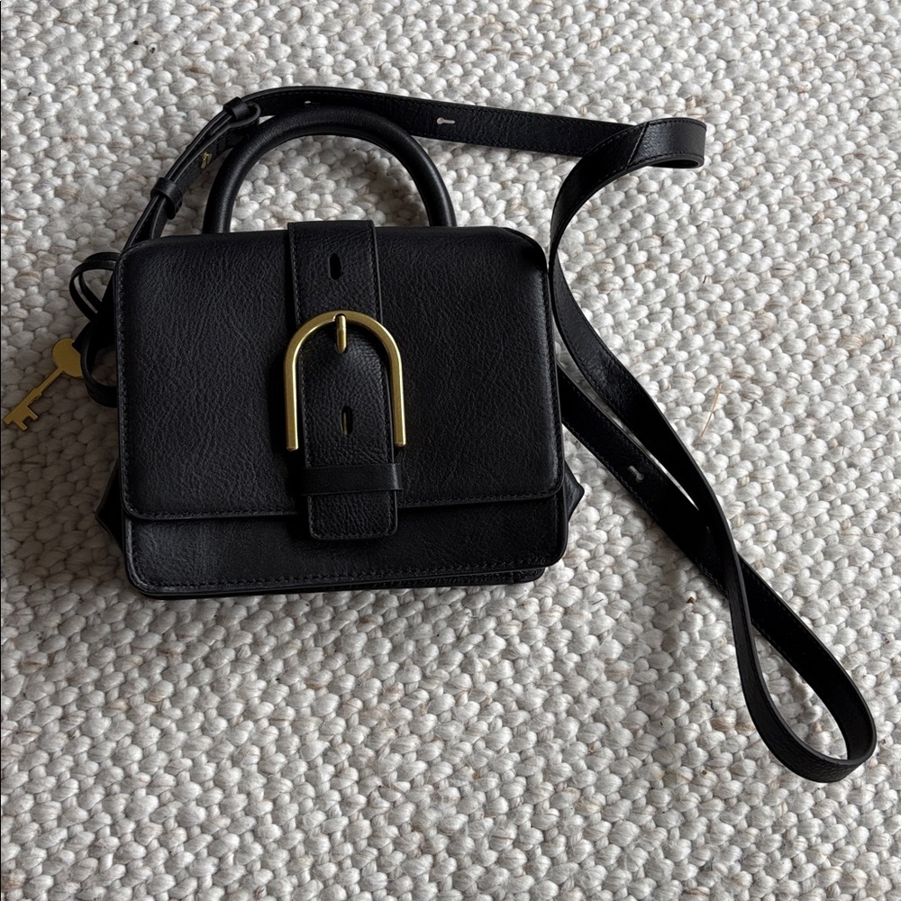 Fossil Wiley Top Handle Crossbody Black Bag